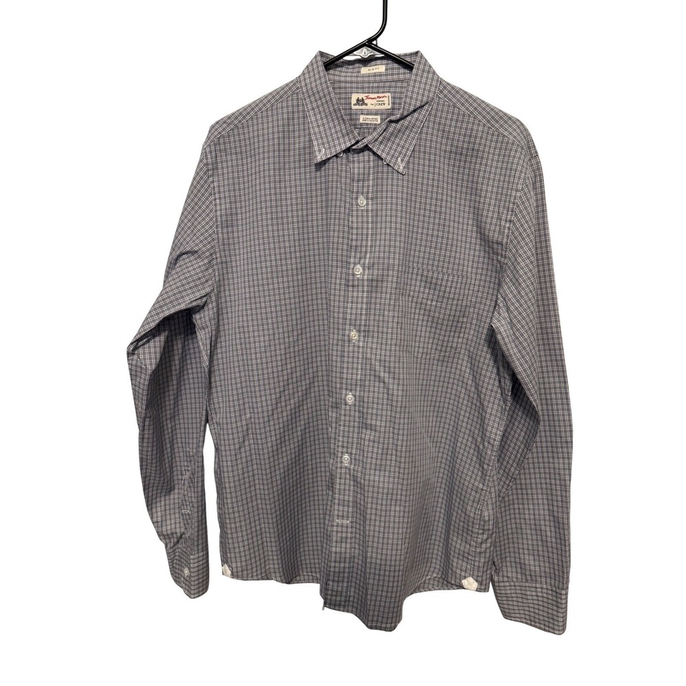 Thomas Mason for J.Crew Slim Fit Plaid Button Down Shirt Mens L 16-16.5 Grey